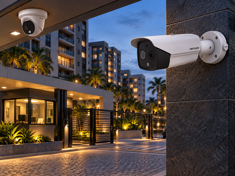 Composição de câmeras Hikvision aplicadas ao acesso de condomínio